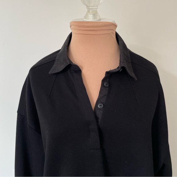 Rag & Bone Women’s Cotton Blend Soft Black Polo Quarter Button Collared Top XS - Picture 5 of 11